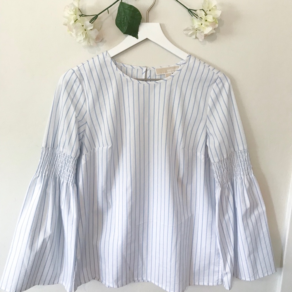 NWT MICHAEL KORS Striped Bell Sleeve Top